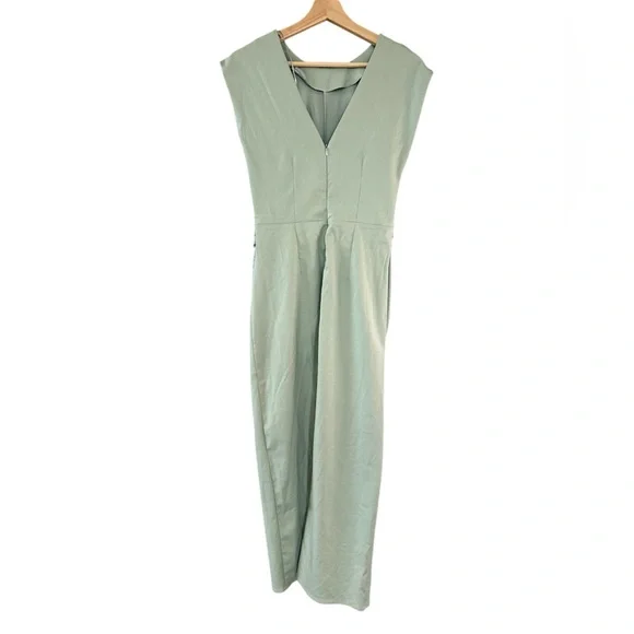Zara Draped Waist Cotton Midi Dress in Mint Green - Picture 10 of 14